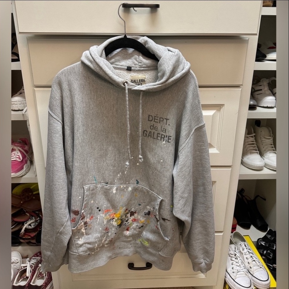 Gallery Dept. Grey Paint Splat Logo Hoodie Unisex XL, Limited Edition Authentic